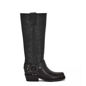 Nine West Women's Black Tall Harness Biker Boot sz 7 New In Box